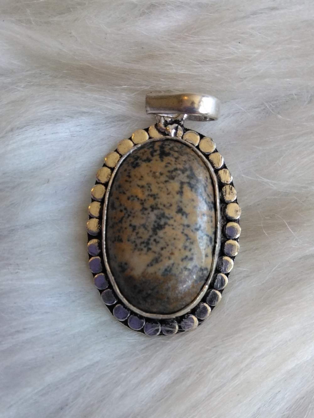 Picture Jasper Silver Plated Gemstone Necklace Pendant